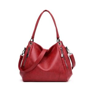 WENICER Hobo Bags for Women Leather Purses and Handbags Large Hobo Purse Shoulder Bags with Adjustable Shoulder Strap-Red