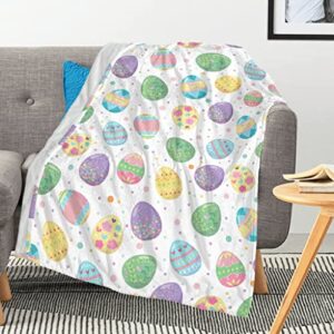 soft luxury easter blanket colorful eggs flower warm throw blanket for couch,lightweight plush fuzzy cozy easter blanket throw,seasonal spring holiday blankets for couch bed living room 50″x40″