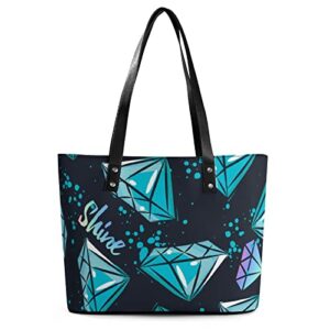 womens handbag diamond shine pattern leather tote bag top handle satchel bags for lady