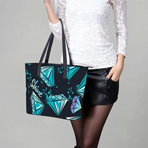 Womens Handbag Diamond Shine Pattern Leather Tote Bag Top Handle Satchel Bags For Lady