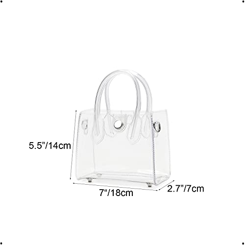LAM GALLERY Mini Clear Purse,PVC Plastic Mini Clear Bag,Trendy Small Top Handle Clutch Handbag Crossbody Bag