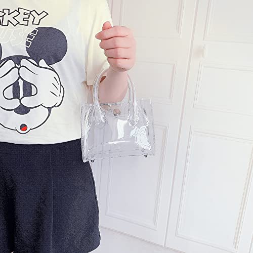 LAM GALLERY Mini Clear Purse,PVC Plastic Mini Clear Bag,Trendy Small Top Handle Clutch Handbag Crossbody Bag