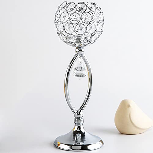 Baoblaze Crystal Candelabrum for Decorative Items, Candle Shelf for Party, Household Accessories, Durable, Silver