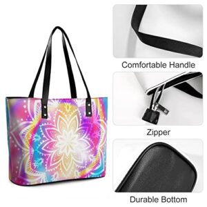 Womens Handbag Colorful Floral Texture Leather Tote Bag Top Handle Satchel Bags For Lady