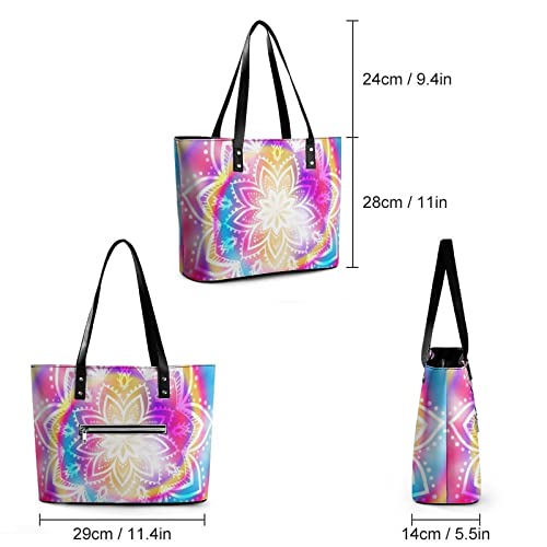 Womens Handbag Colorful Floral Texture Leather Tote Bag Top Handle Satchel Bags For Lady