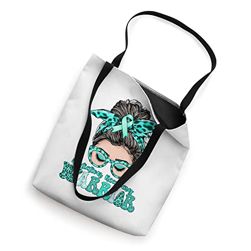 Addiction Recovery Awareness Warrior Leopard Messy Hair Bun Tote Bag