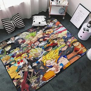 Anime Characters Area Rugs 60x39 in Anti-Slip Door Mat, Ultra Soft Fuzzy Outdoor/Indoor Fluffy Carpet Large Floor Rug for Bedroom Living Room Dorm Nursery Kitchen Home Decor