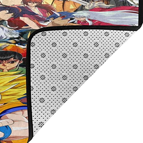 Anime Characters Area Rugs 60x39 in Anti-Slip Door Mat, Ultra Soft Fuzzy Outdoor/Indoor Fluffy Carpet Large Floor Rug for Bedroom Living Room Dorm Nursery Kitchen Home Decor