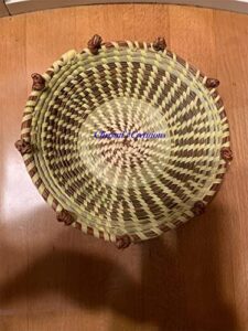 sweetgrass bowl basket with pine knowts