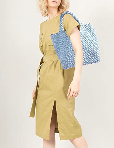 Large Woven Tote Handbags Women Vegan Leather Shoulder Top-Handle Travel Tote Bag Fashion Lady Underarm Shopper Bags + Purse Blue