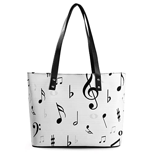 Womens Handbag Music Notes Pattern Leather Tote Bag Top Handle Satchel Bags For Lady