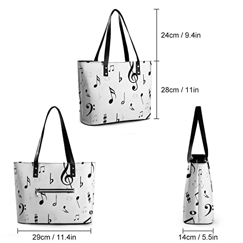 Womens Handbag Music Notes Pattern Leather Tote Bag Top Handle Satchel Bags For Lady