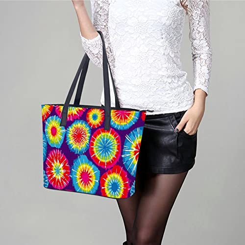 Womens Handbag Tie Dye Leather Tote Bag Top Handle Satchel Bags For Lady
