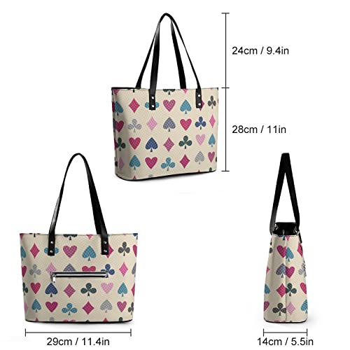 Womens Handbag Poker Card Patterns Leather Tote Bag Top Handle Satchel Bags For Lady