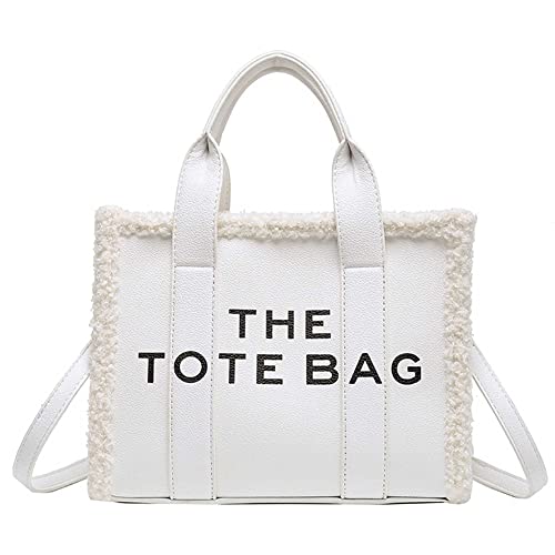 AyTotoro Tote Bag for Women Trendy Tote Bag Small Personalized PU Leather Top Handle Handbags Shoulder Bag Crossbody (White)