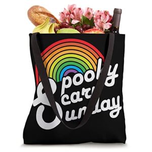 Spooky Scary Sunday Trendy Retro Rainbow Tote Bag