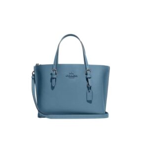 COACH Leather Mollie Tote 25 (SV/Pacific Blue)