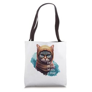 even my cat wears a hijab- cute cat hijab muslim women gift tote bag