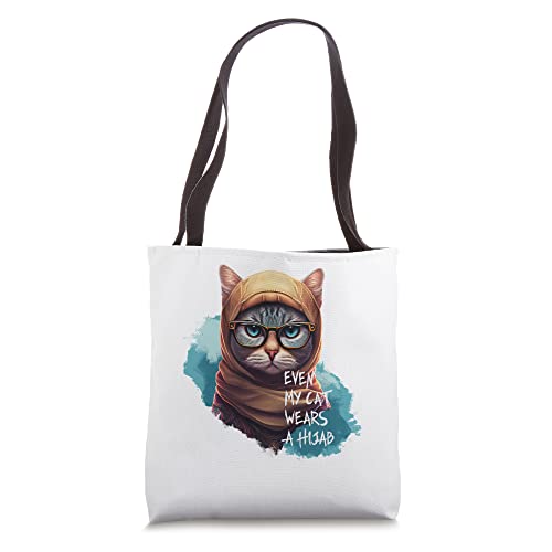 Even My Cat Wears a Hijab- Cute Cat Hijab Muslim Women Gift Tote Bag