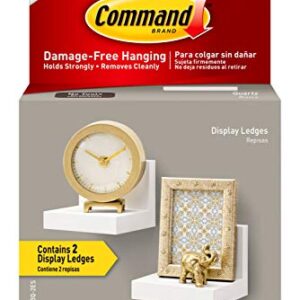 Command Display Ledges, Quartz, 2-Ledges, 8-Medium Foam Strips (HOM23Q-2ES), Great for Dorm Decor & Medium Caddy, Clear, with 4 Clear Indoor Strips, Organize Damage-Free