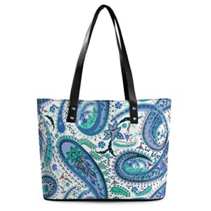 womens handbag paisley pattern leather tote bag top handle satchel bags for lady