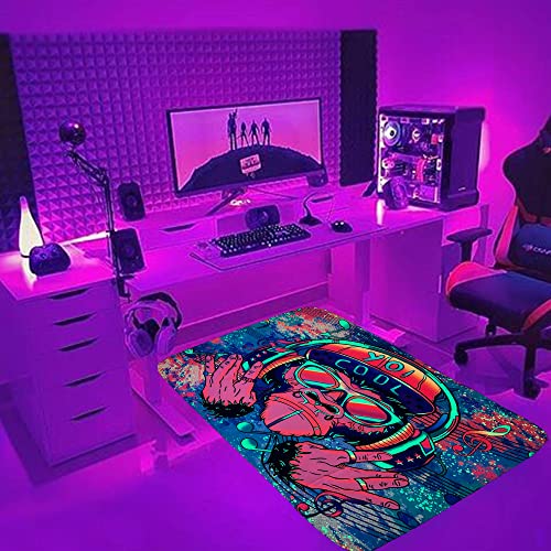 Kids Gaming Decor Rugs for Boys Room Uv Reactive Blacklight Area Rug Funny Cool Gorilla Monkey Bedroom Rug Glows Playroom Rugs Large Carpet Game Decor Rug for Living Room Bedroom 60x40 Inch