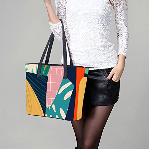 Womens Handbag Floral Palm Leaf Leather Tote Bag Top Handle Satchel Bags For Lady