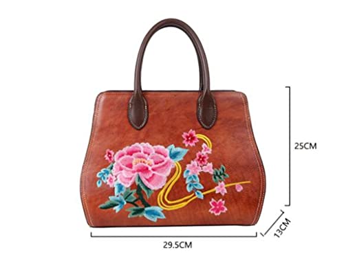 LHLLHL Chinoiserie Embroidered Floral Tote Bag Women's Crossbody Shopping Tote Bag (Color : E, Size