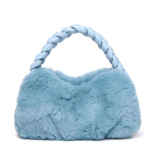 ZOVYRON Fluffy Tote Handbag for Women, Faux Fur Purse Fuzzy Top Handle Handbag Furry Cute Bag Plush Clutch Purse