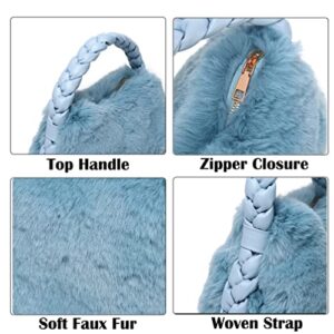 ZOVYRON Fluffy Tote Handbag for Women, Faux Fur Purse Fuzzy Top Handle Handbag Furry Cute Bag Plush Clutch Purse