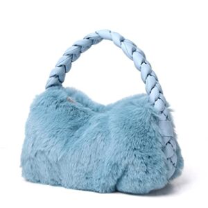 ZOVYRON Fluffy Tote Handbag for Women, Faux Fur Purse Fuzzy Top Handle Handbag Furry Cute Bag Plush Clutch Purse