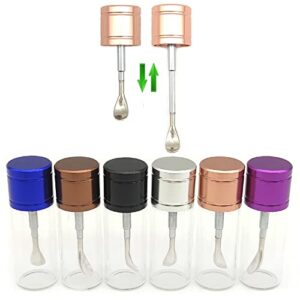 6 pack glass pill bottle jar with retractable spoon small storage bottle for outdoor camping travel portable glass vial