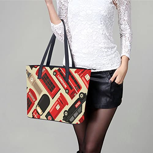 Womens Handbag London Elements Pattern Leather Tote Bag Top Handle Satchel Bags For Lady