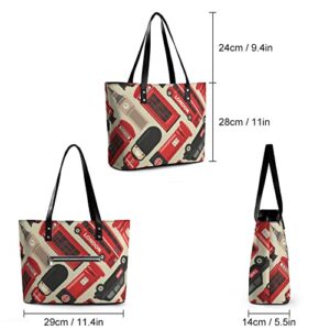 Womens Handbag London Elements Pattern Leather Tote Bag Top Handle Satchel Bags For Lady