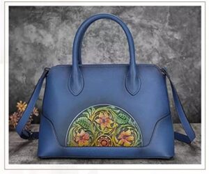 lhllhl vintage floral ladies tote bag hand embossed handbag versatile women’s shoulder messenger bag (color : c, size : 30(l)*18(h)*12(w) cm)