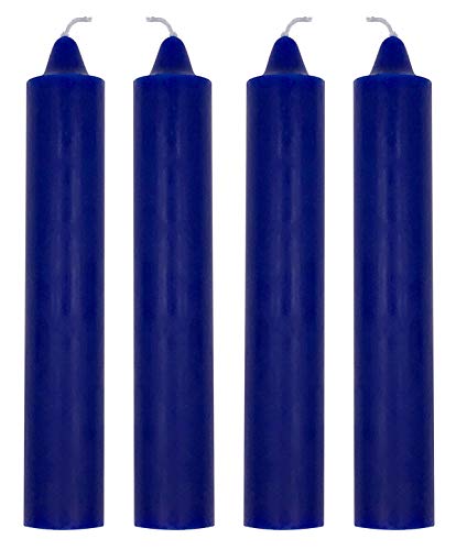 4 Pack Unscented Jumbo Candles 9" x 1½" Including The Booklet Candle Factoids Trivia & Safety Guidelines Made in The USA (Pat Blue)