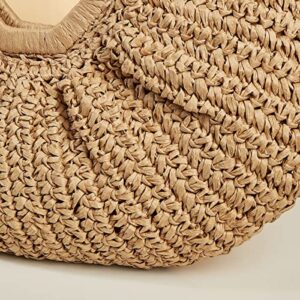 Straw Beach Bag for Womens Summer Handwoven Straw Travel Beach Tote Bags Stylish Straw Totes Handbags 2023