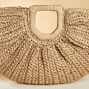 Straw Beach Bag for Womens Summer Handwoven Straw Travel Beach Tote Bags Stylish Straw Totes Handbags 2023