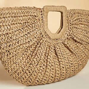 Straw Beach Bag for Womens Summer Handwoven Straw Travel Beach Tote Bags Stylish Straw Totes Handbags 2023