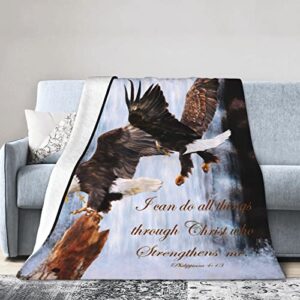 eagles with bible verse blanket ultra soft flannel throw blanket warm cozy blanket gifts for kids adults all season 80″x60″