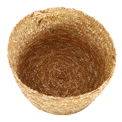 RASe 3 Pcs/Set Handmade Straw Woven Storage Basket with Lid Organizer Storage Box Laundry Baskets Rattan Storage