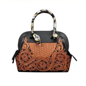 lhllhl hand engraved women’s handbag vintage embossed women’s tote bag (color : e, size