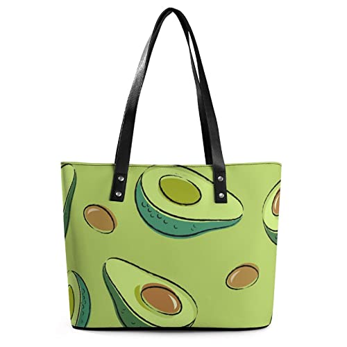 Womens Handbag Green Avocado Pattern Leather Tote Bag Top Handle Satchel Bags For Lady