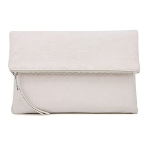 earnda clutch purse for women foldover elegant evening bag zipper faux leather envelope clutch for party prom wedding beige