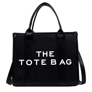 aytotoro work tote bag for women trendy personalized oversized pu leather top handle shoulder crossbody bag handbag (black)