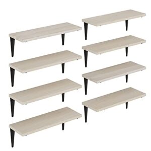 brightmaison BGT Myra 17"x6" Floating Shelves, Wall Bookshelf for Living Room, Kitchen Shelves, Wall Shelves for Bedroom, Floating Shelf for Dining Room & Office Natural Finish Set of 8