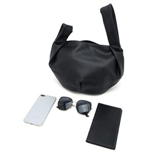 Earnda Small Tote Bag for Women Soft Volume Top Handle Bag Wristlet Knot Clutch Pouch Black