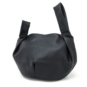Earnda Small Tote Bag for Women Soft Volume Top Handle Bag Wristlet Knot Clutch Pouch Black