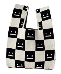 colour print shoulder bag for women girls,fashion tote bag small hobo handbag purse clucth light knit top handle bag