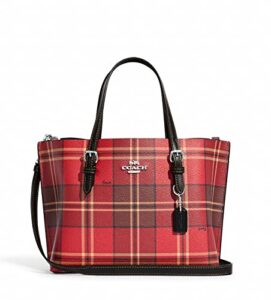 coach leather mollie tote 25, red/black multi